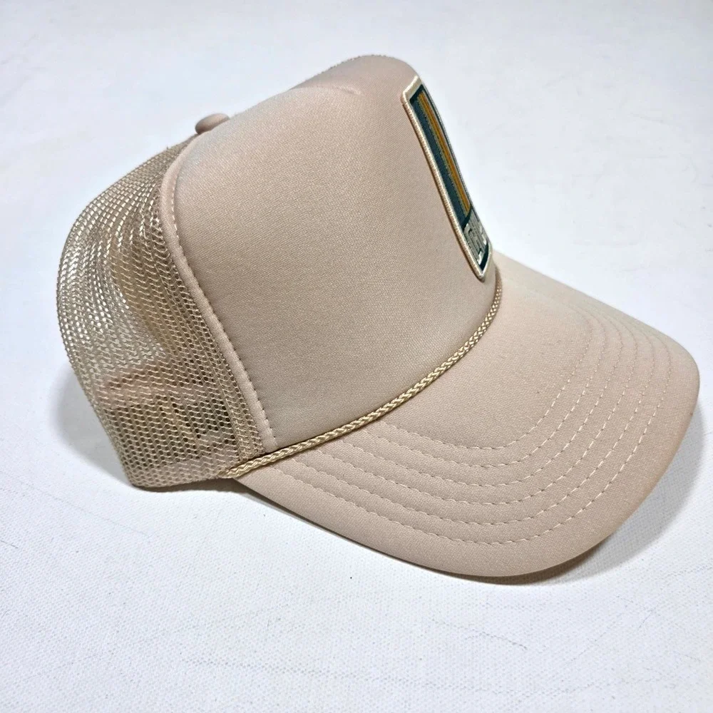 Port Sandz Trucker Hat Mens Tan Chill Patch Retro Mesh Snapback Cap Beach Surfer